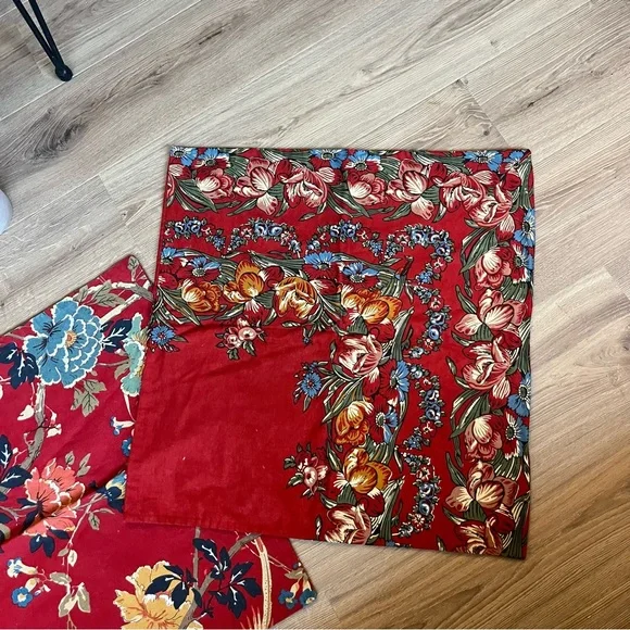 Pottery Barn Pillow Covers Floral Red Bird - Picture 2 of 8